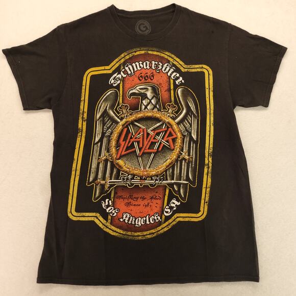 Slayer Silver Eagle Band Crew Neck Short Sleeve Shirt Mens Size Medium M Black - Picture 2 of 9